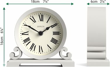Годинник настільний JONES CLOCKS Saloon, класичний стиль, римські цифри, подвійний скрол, сірий, для столу, полиці чи тумби