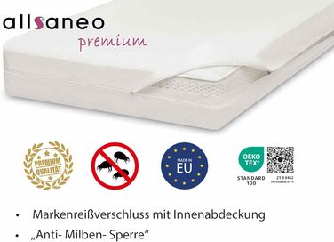 Allsaneo Преміум наматрацник для алергіків 180x200x8 см – антиалергенний чохол, захист від пилових кліщів, сертифікований TÜV