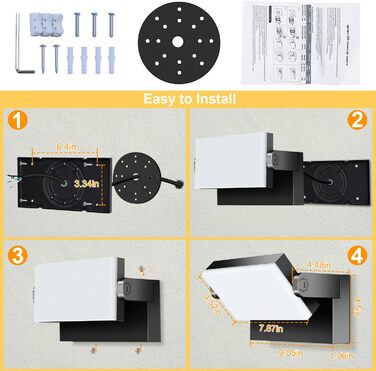 LED зовнішні настінні світильники Ledmo 60W, 5000 Лм, 360° поворот, IP65, тепле світло 3000K, білі, для тераси, входу, саду, 4 шт.