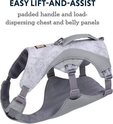 Охолоджувальна шлейка для собак RUFFWEAR Swamp Cooler, легка та міцна, з ручкою, регульована, для великих порід, графітово-сіра, 81-107 см