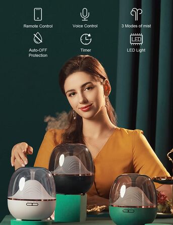Розумний арома-дифузор Alexa 600 мл Ankrs, Wi-Fi з підтримкою Alexa/Google Home, ультра тихий з таймером, без BPA, для спальні, офісу, спа, аромадифузор-зволожувач з ефірними оліями