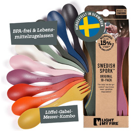 Набір ложка-вилка-ніж Light my Fire Spork Original 3-в-1 для кемпінгу, 4/10 шт, біопластик, BPA-free