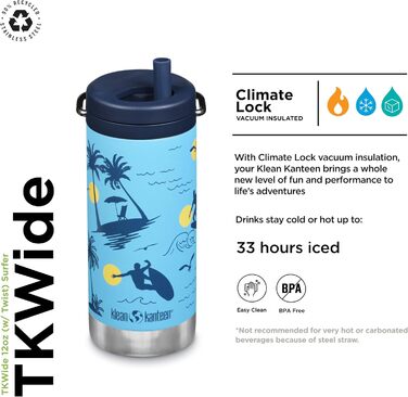 Термос Klean Kanteen TKWide 340 г з кришкою-серпантином, синій