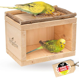 Дерев'яний будиночок для птахів Vogelgaleria® – спальне місце та укриття для хвилястих папуг, неразлучників, корелл, аксесуар для клітки та вольєра