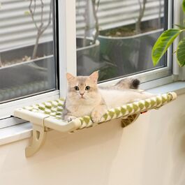 Підвісна лежанка для котів MEWOOFUN на вікно, 50x36 см, знімна, без присосок, витримує до 18 кг, зелена