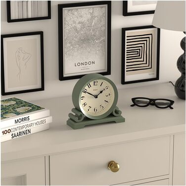 Настільний годинник JONES CLOCKS Saloon, класичний подвійний дизайн, зелений, для столу, полиці або тумби, сучасний стиль