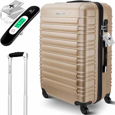 Валіза KESSER® 75 см 120 л, жорсткий ABS, з вагами та биркою, 4 колеса, телескопічна ручка, кодовий замок, шампань