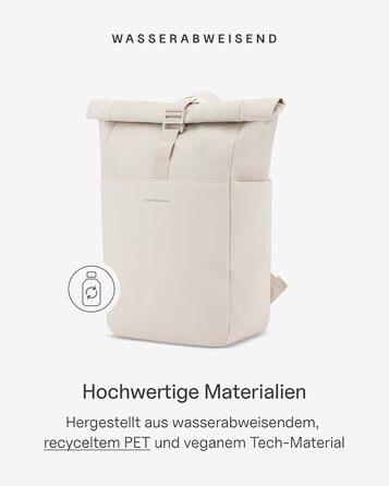 Рюкзак Kapten & Son Lund Basic 14-16 л, ролтоп, для подорожей, навчання та роботи, з відділенням для ноутбука 14'', унісекс, колір пісочний