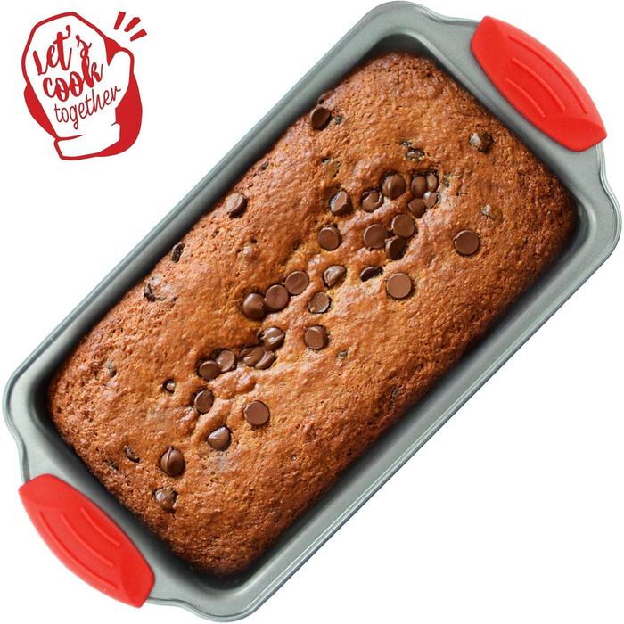 Форма для випікання кексів Boxiki Kitchen, антипригарна сталева, з силіконовими ручками, 21.5 x 11.5 см, для бананового хліба та кексів
