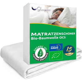 Наматрацник з біо-бавовни 140x200 см Molton OCS Oeko-TEX, 100% натуральний фліс, гіпоалергенний, не водонепроникний, вироблено в ЄС