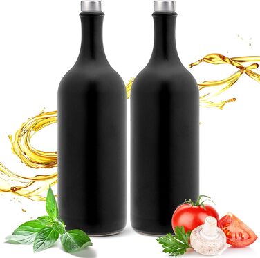Набір пляшок для оцту та олії Gourmet з дозатором, 750 мл, чорні, ручна робота, Німеччина, ексклюзивний кам'яний посуд, срібний делюкс-носик