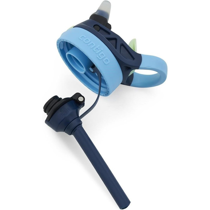 Дитяча пляшка для води Contigo Easy Clean Autospout із трубочкою, 420 мл, синя, пластикова, без BPA, 100% герметична, легке очищення, для школи, садка та спорту
