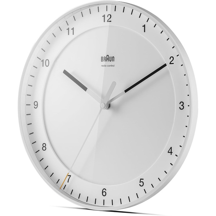 Настінний годинник Braun BC17W-DCF, 30 см, білий, безшумний, радіокерований, велика класична модель, легке читання, центральноєвропейський час (MEZ/GMT+1)