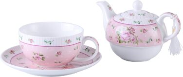 Порцеляновий чайник та чашка London Boutique Vintage Rose Вікторіанський стиль, в подарунковій коробці, кераміка, 15x15 см