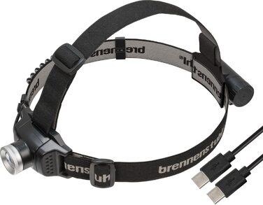 Лобовий LED ліхтар Brennenstuhl LuxPremium з акумулятором, червоним світлом, IP44, CREE-LED, до 30 годин роботи, USB-C, чорний