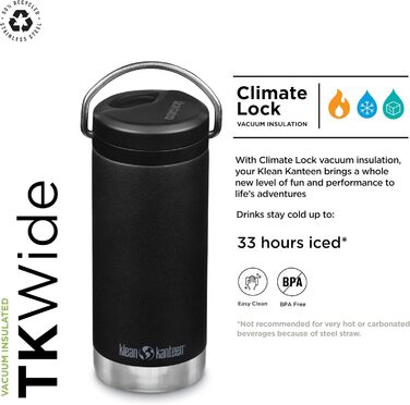 Термокружка Klean Kanteen TKWide 340 мл з кришкою, чорна