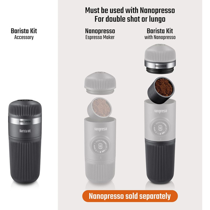 Набір бариста WACACO Nanopresso для портативної еспресо-машини, аксесуари для приготування подвійного еспресо та лунго