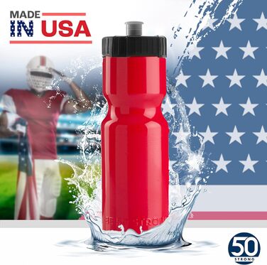 Набір спортивних пляшок для води 50 Strong, 6 шт, 650 мл, BPA Free, легка кришка, червоні
