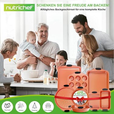 Набір форм для випікання NutriChef 10 предметів – форми для кексів, пирогів, хліба, мафінів, роз’ємна форма, кругла, прямокутна, для піци – антипригарне покриття