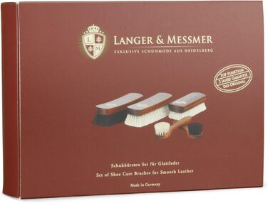 Langer & Messmer Набір щіток для взуття з кінського волосу, 5 шт. – професійна чистка та полірування шкіряного взуття, полірольна та кремова щітка