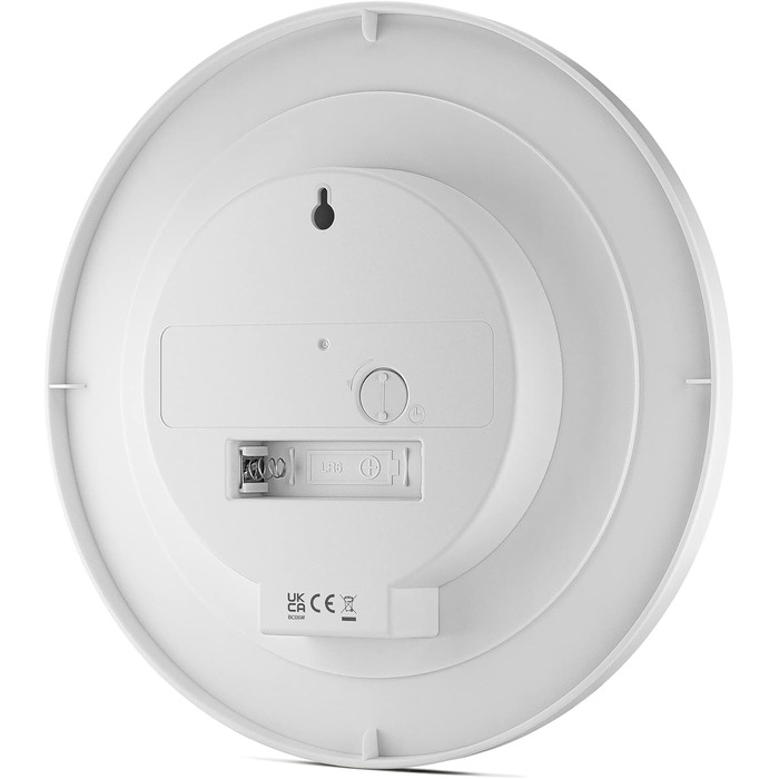Настінний годинник Braun BC06W, класичний, аналоговий, кварцовий механізм, тихий хід, білий циферблат, 20 см