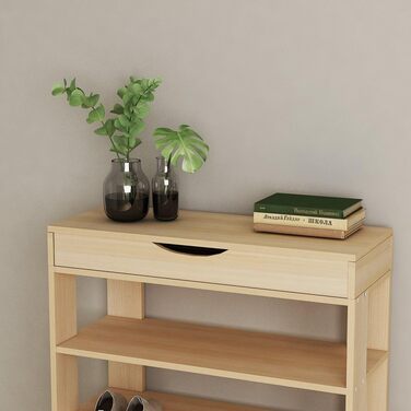 Soges 5-рівнева полиця для взуття з дерева, 75x30x94,5 см, білий клен, взуттєва шафа для вітальні, коридору, передпокою