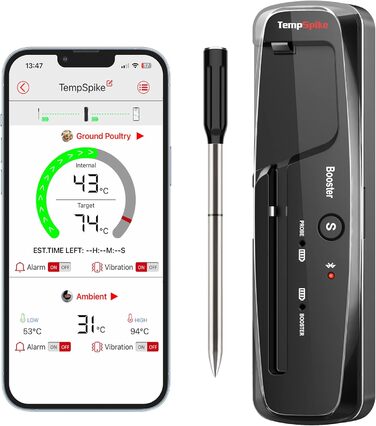 Бездротовий Bluetooth термометр для м'яса ThermoPro TempSpike TP961, IP67, 150м, для гриля, духовки, посудомийної машини