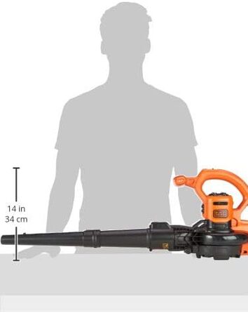 Black+Decker 3-в-1 електричний пилосос для листя BEBLV260, 2600 Вт, із подрібнювачем, швидкість повітря 315 км/год, мішок 40 л, ремінь, для терас, доріжок, під'їздів