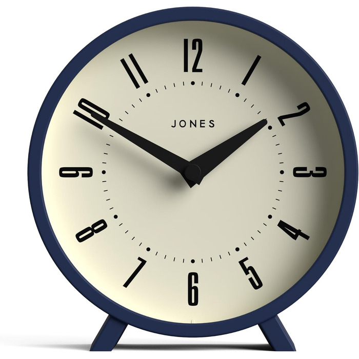 Настільний годинник JONES CLOCKS Venus, круглий, ретро дизайн, синій – для столу, полиці, каміна або тумби