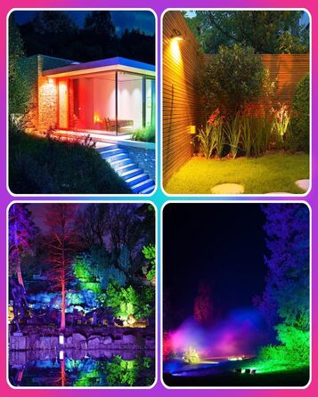 MEIKEE LED прожектор 60W RGB з пультом, 30 режимів, 10 кольорів, таймер, IP66, 6 рівнів яскравості, водонепроникний, для декору, вечірок, Нового року, Хелловіну, 2 шт.