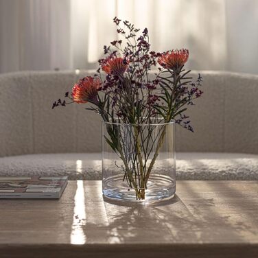 Скляна циліндрична ваза TREND FOR HOME Naida 19 см, прозора, декор для квітів, свічник, підлогова, весільна, 4848 мл