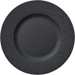Тарілка для сніданку Villeroy & Boch Manufacture Rock 22 см, чорна, преміум порцеляна, матова, шліферна текстура, для посудомийної машини та мікрохвильовки