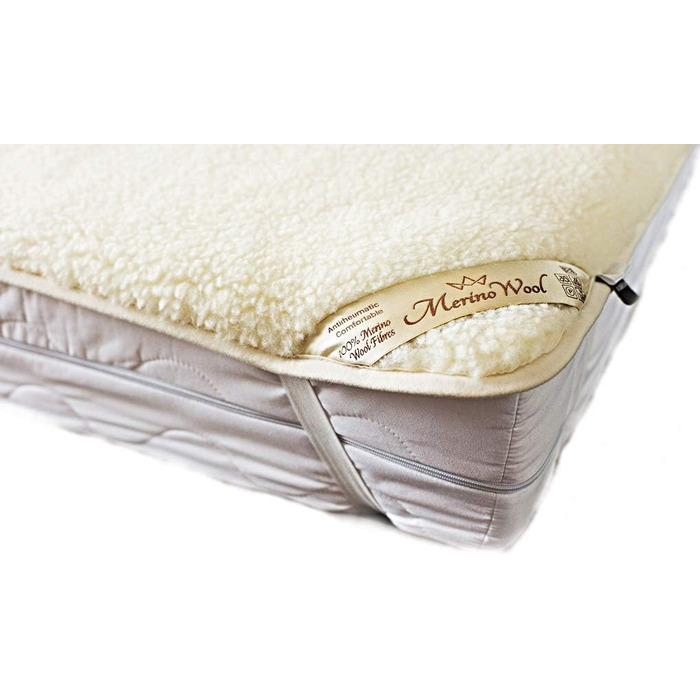 Наматрацник з овечої вовни Merino Wende, 100% меринос, WOOLMARK, 90x200 см