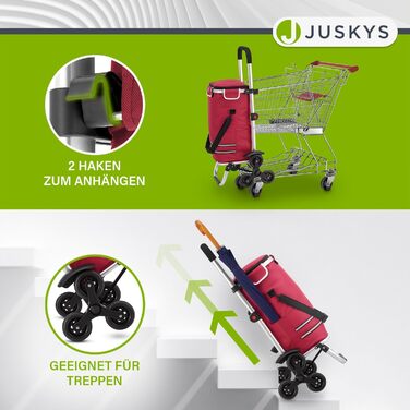 Сумка-візок Juskys 3в1 для сходів, 56 л, складана, червона – універсальний шопер, візок-сходовий, сумка-тележка для покупок