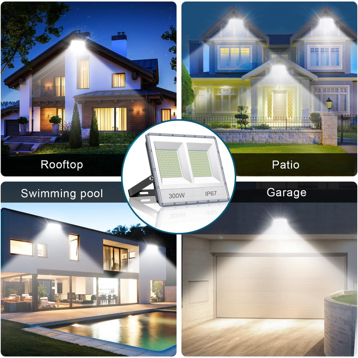 LED прожектор для вулиці YIQIBRO 50 Вт, 2 шт., 5000 Лм, 7000K, IP67, холодне світло для саду, гаража, тераси