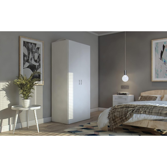 Шафа для одягу Stella Trading BASE біла, 80x177x52 см, універсальна, розпашні двері