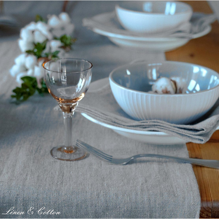 Лляний і бавовняний вінтажний скатертний доріжка Rustikal Shabby Chic, 100% льон, натуральний бежевий, 44x270 см, для кухні, вітальні, декору дому, кантрі стиль
