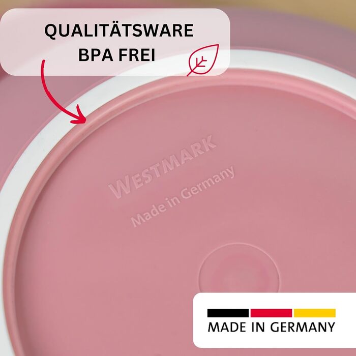 Набір для випічки Westmark, 3 предмети: миска 2,5 л, посуд для збивання 1 л, мірна кружка 1 л, пластик, білий/червоний/прозорий, з кришкою