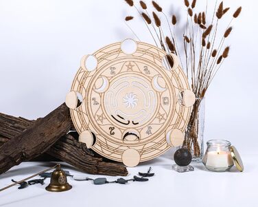 Священна геометрія: настінний декор Sri Yantra 30,5 см з товстого дерева, чакра, лабіринт, постер-тапісерія (Колесо Гекати)