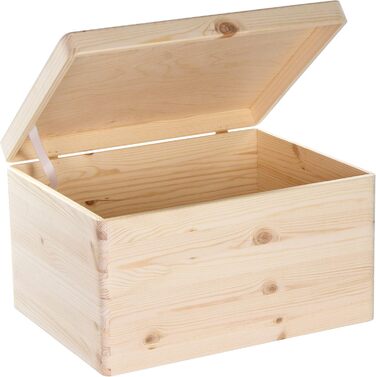 Дерев'яна скриня з кришкою 40x30x24 см, натуральна, FSC, універсальна коробка для зберігання, без ручок, подарункова та для рукоділля