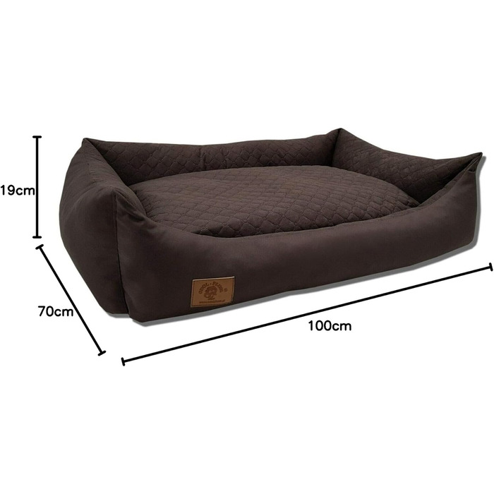 Odolplusz XXL Ліжко для великих собак 100x70 см, коричневе, знімний та праний чохол, двостороння подушка, лежак-диван для собак