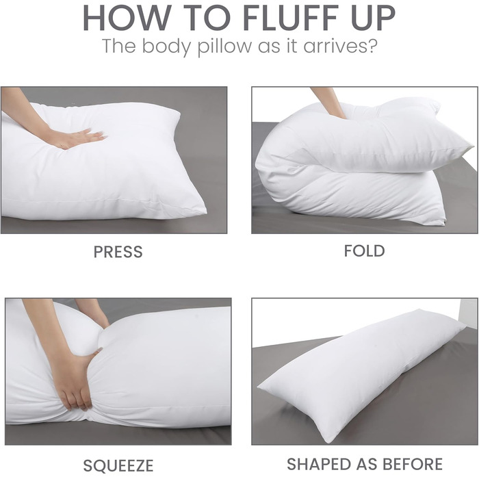 Подушка для тіла Utopia Bedding для дорослих, біла, 50,8x137,2 см, велика подушка для сну на боці, повнорозмірна подушка для бокового сну