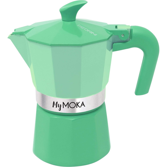 Кавоварка Steelmoka Moka для індукції, сталева, 2 чашки, срібляста, патентована, 12x9x15,5 см
