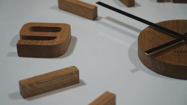 Настінний годинник FLEXISTYLE 3D з дерева, дуб, великий 50-75 см, чорні стрілки, для офісу, вітальні, спальні, декор