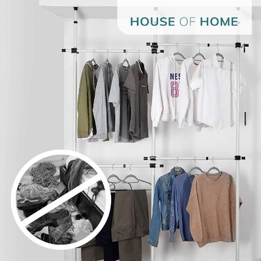 Міцна трирівнева висувна штанга для одягу House of Home, регульована штанга для шафи, заміна штанги, органайзер для зберігання одягу (двоспальне ліжко)