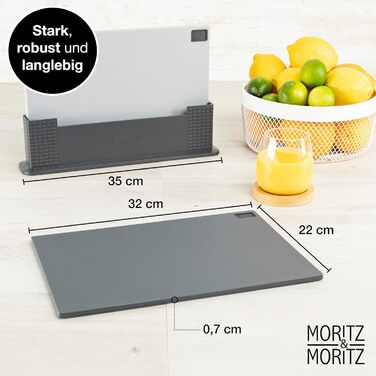 Набір обробних дощок Moritz & Moritz, 3 шт, пластик, 32x22 см, зі стійкою, для кухні, великий розмір, підходить для посудомийки, гігієнічний