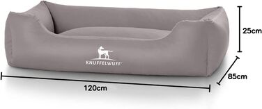 Лежак для собак Knuffelwuff Sidney XXL 120x85 см, сірий, знімний чохол, еко-шкіра, легкий догляд, для великих і малих собак
