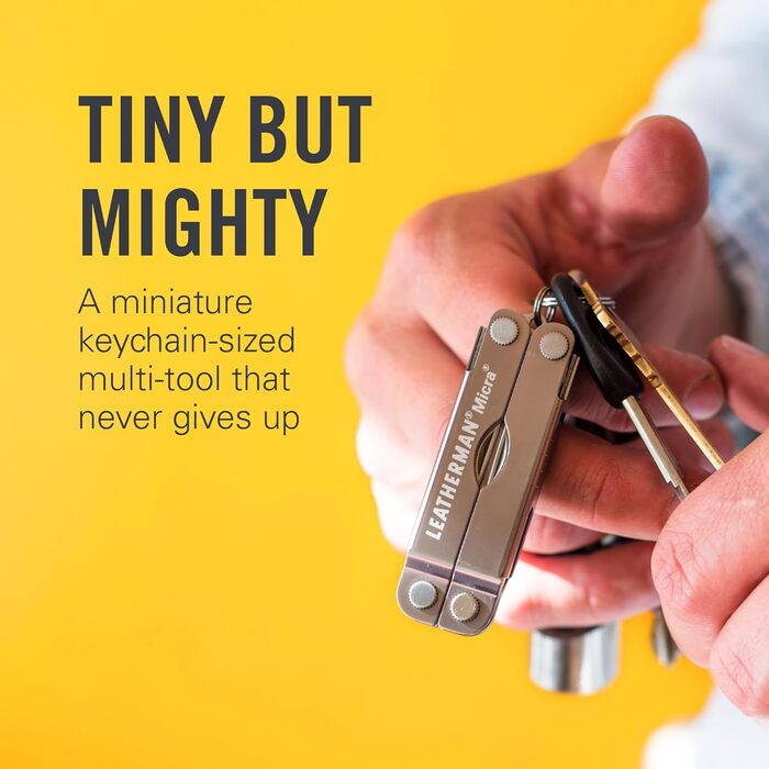 Мультитул Leatherman Micra з нержавіючої сталі, брелок з пружинними ножицями та 9 інструментами, Arctic Blue