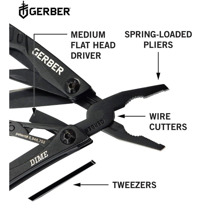 Мультитул Gerber Dime 12 в 1, кишеньковий, чорний
