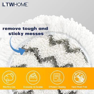 Набір змінних насадок для мийки підлоги LTWHOME 16 см, 10 шт, сумісні з Floating Mop, модель M30457